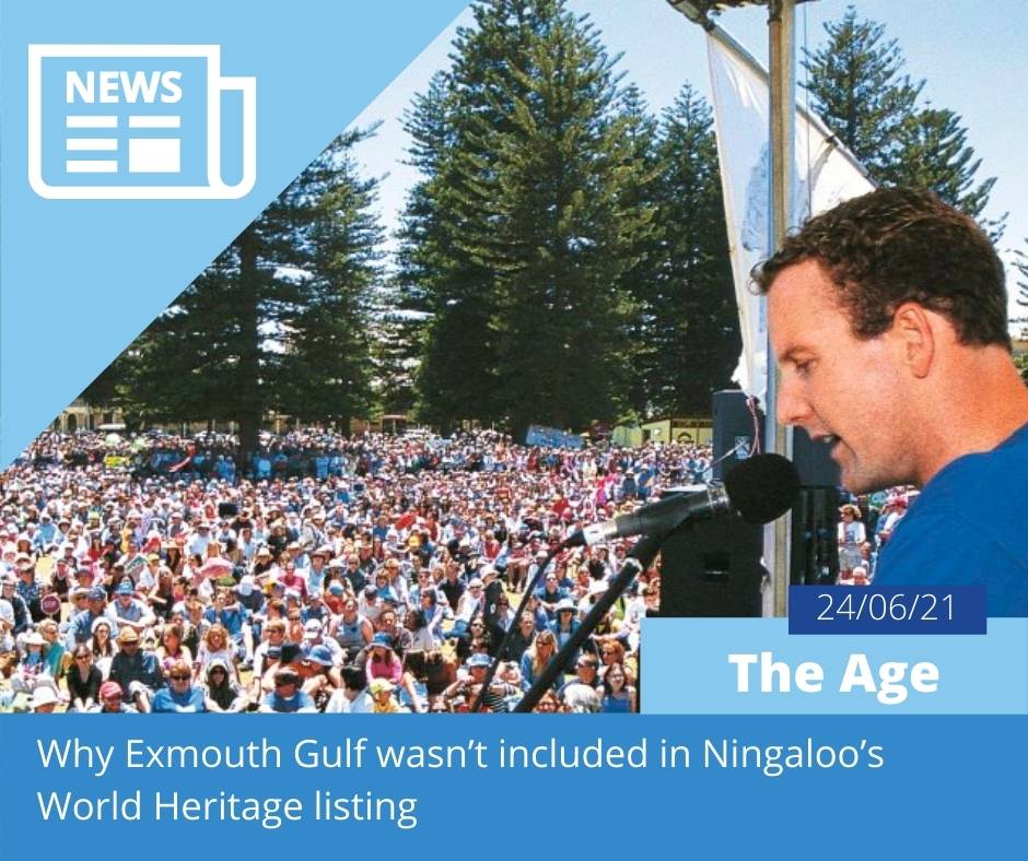 Paul Gamblin talks to crowd at Save Ningaloo rally 